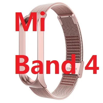 Браслет из нержавеющей стали с металлическим ремешком для Xiaomi Mi Band 3 4 сменный Ремешок для смарт-часов аксессуары для смарт-часов - Цвет: Miband 4 Rose Gold