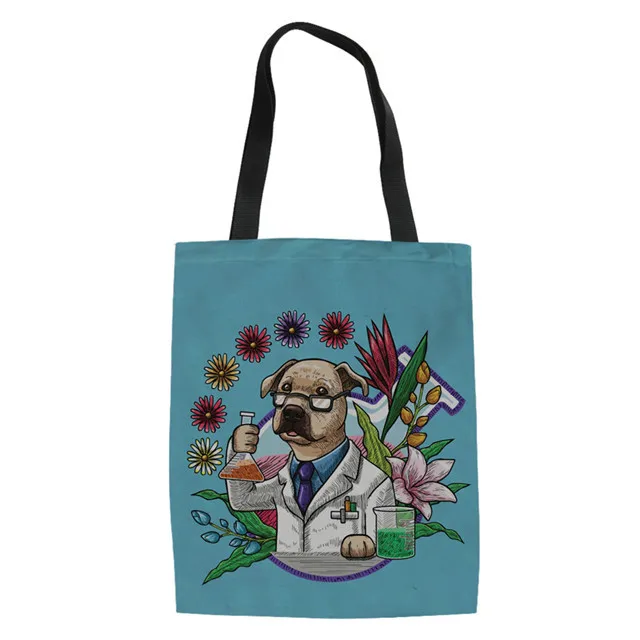 HMG713Z22 THIKIN женские сумки для покупок Lab Science Canine Print для девочек Экологичная дорожная сумка для хранения многоразовый складной холщовый мешок - Цвет: HMG713Z22