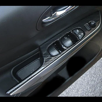 

For Nissan Navara NP300 2017-2019 ABS Carbon Fibre LHD Car Interior Door Window glass Lift Switch Panel Cover Trim Car-styling 4