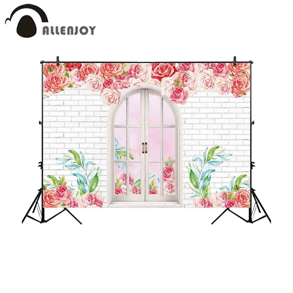 Allenjoy Фотофон для фото Кирпичная Стена Окно Дверь розовая роза пастельный цвет