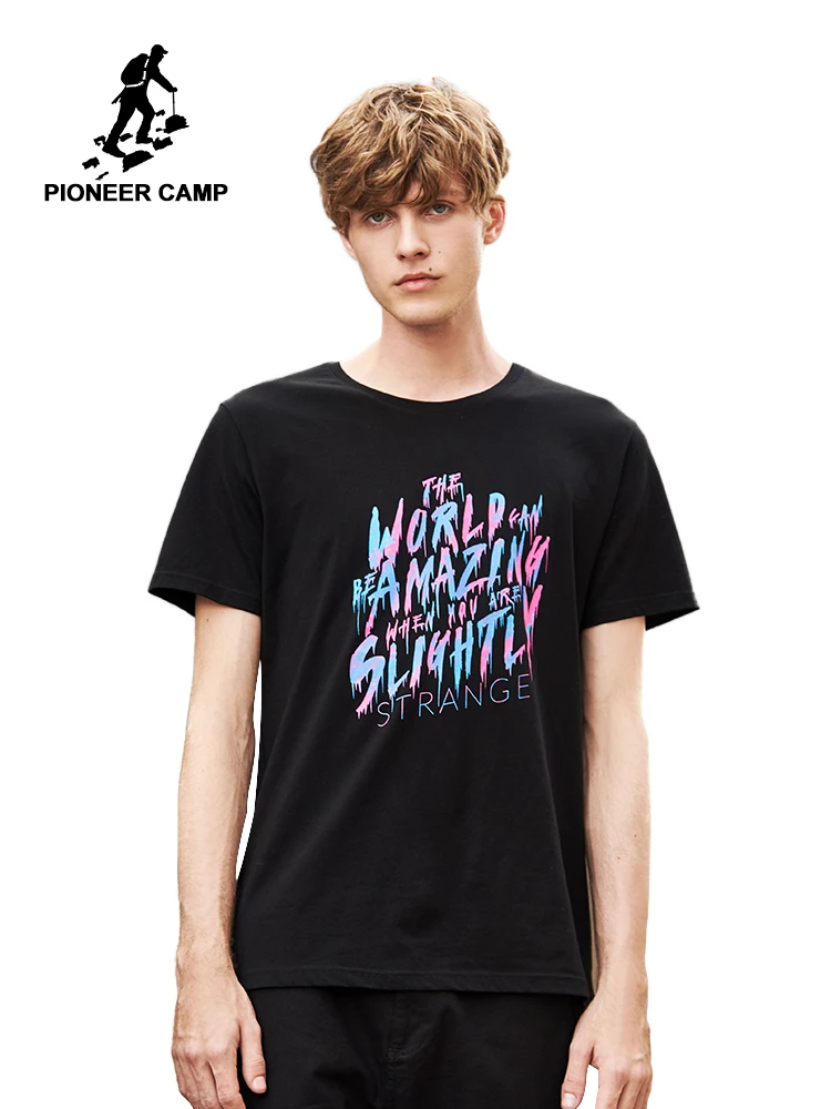Pioneer Camp Summer Men T Shirt Solid Color and funny Print Male Casual Tshirt short sleeveT-shirt ADT902155 | Мужская одежда