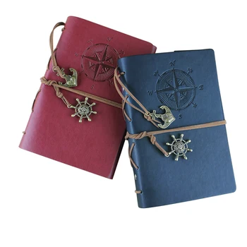 

Travel Retro notebook pirate ship leather A6 loose-leaf notebook Planners