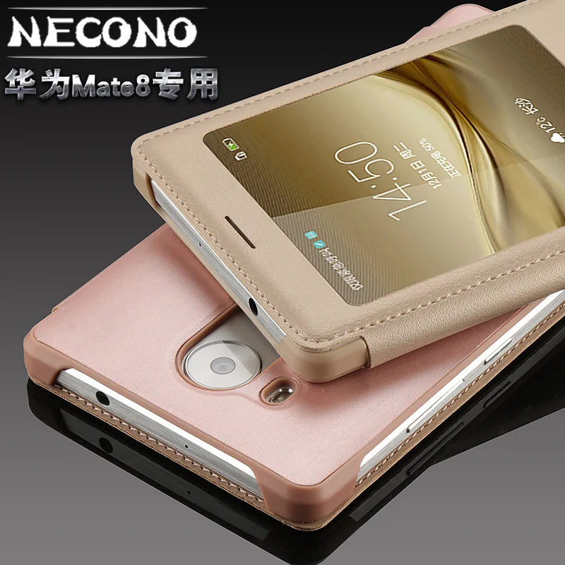 

Business Smart Case Cover For Huawei Mate 8 Case Back Flip Leather Ultra Thin Mate8 Wallet Window Capa+Gifts