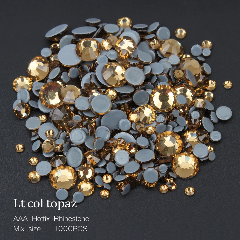 Hot Sale High Quality A Lt Col Topaz Hotfix Rhinestones Mix Size SS6 