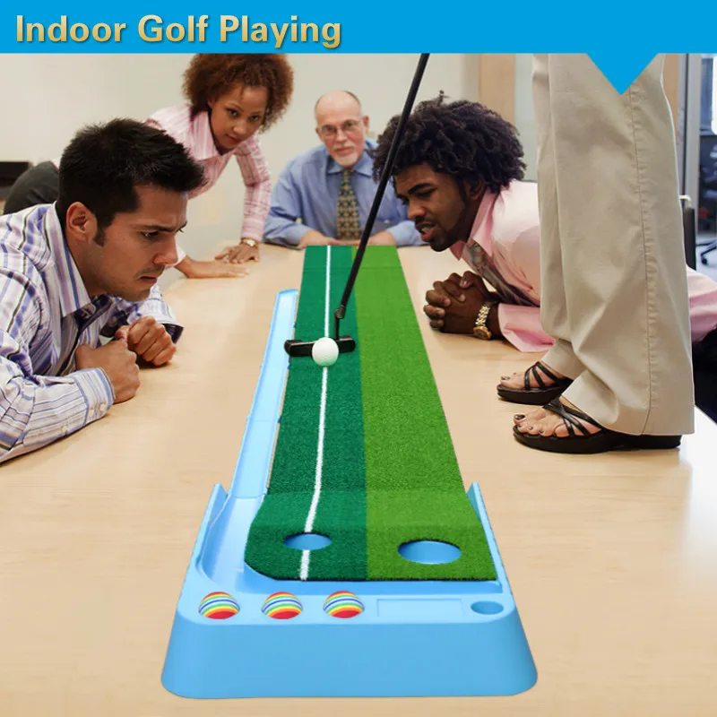 Indoor Golf Putter Playing Golf Practice 9.8Ft Fairway Double Hole Auo return Ball Portable Golf