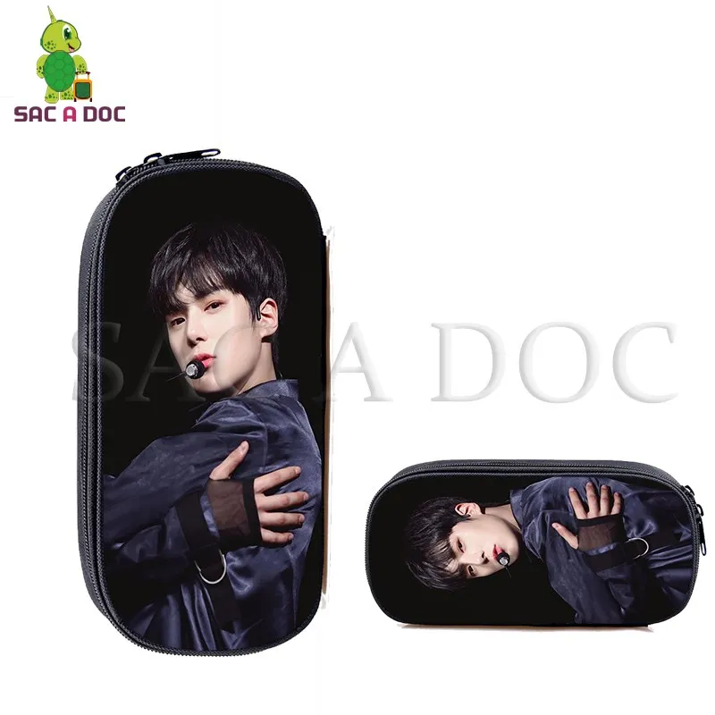

MONSTA X Kpop Cosmetic Cases Kids Large Pencil Box Stationery School Supplies Boys Girls Idol Fashion Makeup Bags