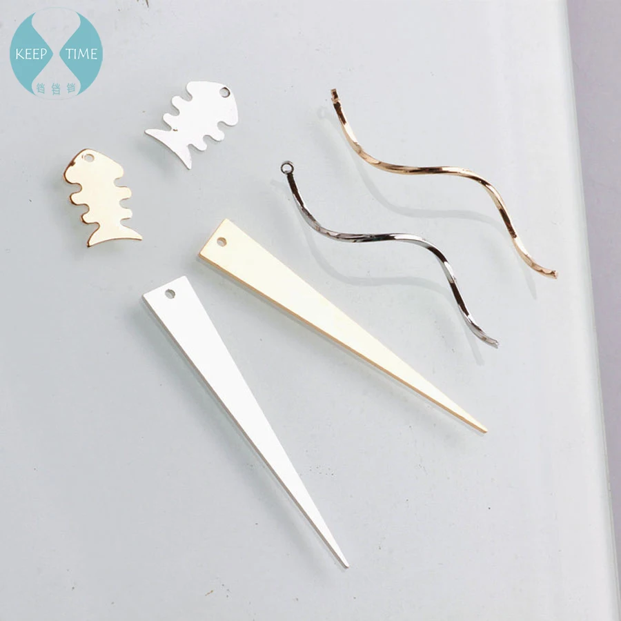 

Ritoule Copper DIY handmade earrings long temperament material sliver triangle fish wave curved fringe Earrings accessories