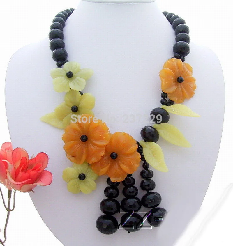 

Wholesale price FREE SHIPPING ^^^^N1012210 Onyx&Jade&Olive Jade Necklace