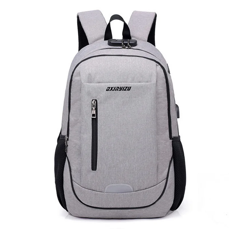 Laamei школьная сумка через плечо для студентов, рюкзак для мужчин и женщин, USB дорожная сумка, рюкзак для ноутбука - Цвет: light grey