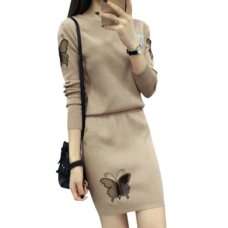 

modis plus size Knitted Suit Female Autumn winter 2019 New Korean harajuku Women's Sweater Wool Skirt 2 Two-piece set women Tide