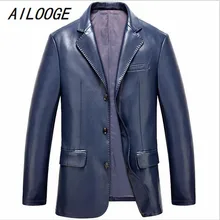 AILOOGE, новинка, мужской модный брендовый кожаный костюм, высокое качество, мужской большой размер, овечья кожа, куртка, Мужская кожаная куртка