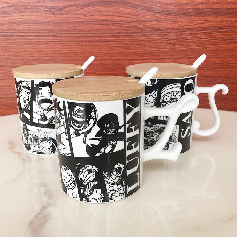 Мультяшная кофейная кружка из цельной керамики copo luffy Sabo zero ace чашка с деревянным