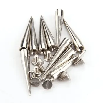 

10 Set Silver Screw Bullet Rivet Spike Studs Spots DIY Rock Punk