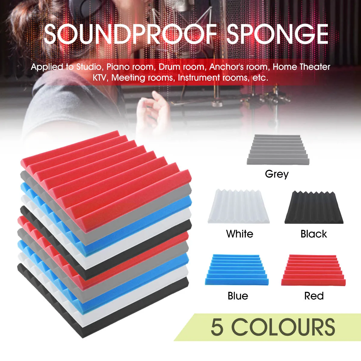 

1Pc/8Pcs/10Pcs/12Pcs Soundproofing Foam Acoustic Foam Sound Treatment Studio Room Absorption Tiles Polyurethane foam