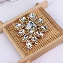 4,5x5,8 см Navette круглая вышивка стразами Аппликация Роскошный прозрачный Кристалл хрусталя серебро золото база свадебное платье аппликация