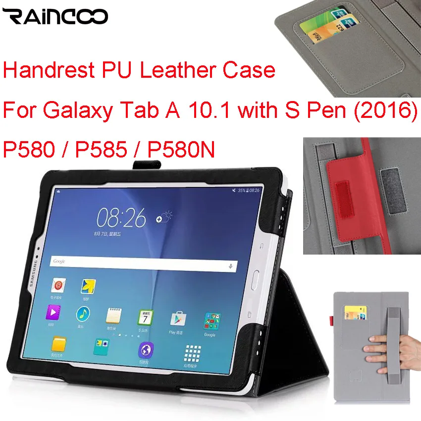 

Handrest PU Leather Case for Samsung Galaxy Tab A 10.1 with S Pen (2016) P580N / P580/ P585, Top quality Cover for SM-P580N