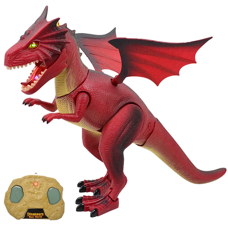 Инфракрасный на дистанционном управлении Электронные Домашние Животные Динозавр дистанционного управления игрушки Jurassic Fire dragon T-Rex модель игрушечная лампа и звук и танец дракон игрушка