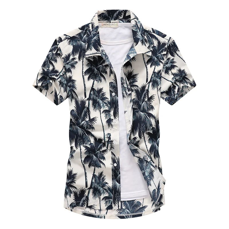 Модная мужская гавайская рубашка с коротким рукавом, быстро сохнет размера плюс, Азиатский Размер, S-5XL, летняя повседневная Пляжная рубашка с цветочным рисунком для мужчин
