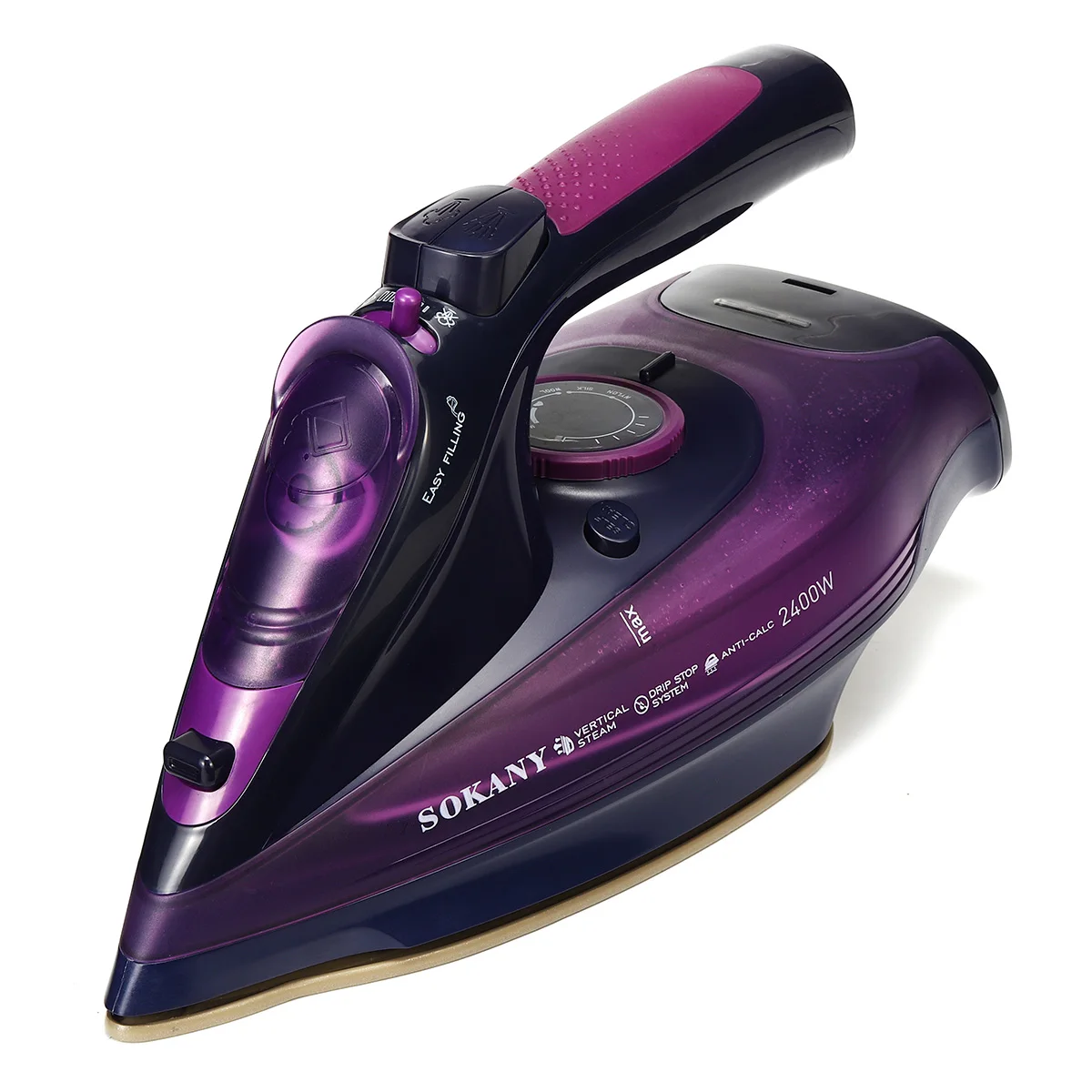Purple 2400 Вт паровой утюг 5 скоростей с регулировкой беспроводной зарядки портативный гладильный отпариватель для одежды портативная керамическая подошва с европейской вилкой - Цвет: Purple