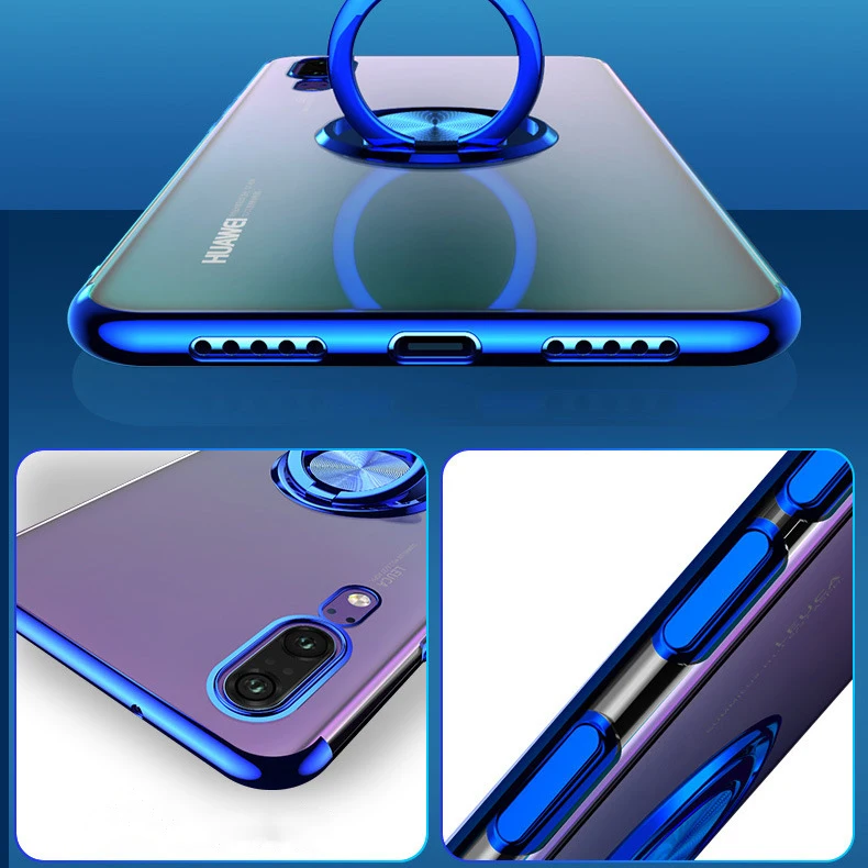 Plated Soft Case for Huawei P40 P30 Pro Mate 30 20 P20 Lite Nova 5Z 5T 5i 4e 3e Y9S Honor V30 Finger Ring Cover Huawei dustproof case