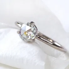 0,87 карат 6,5 мм розовое блестящее огранка DEF цвет муассанит обручальное кольцо 18 к белое золото для женщин изящное кольцо