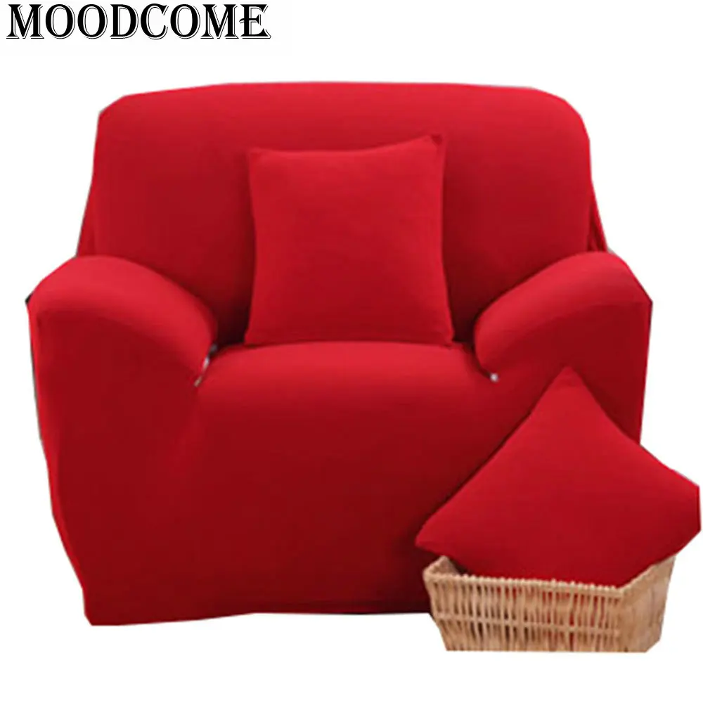 Buy Chinese Red Sofa Cover Elastic Spandex Polyester L shape solid color