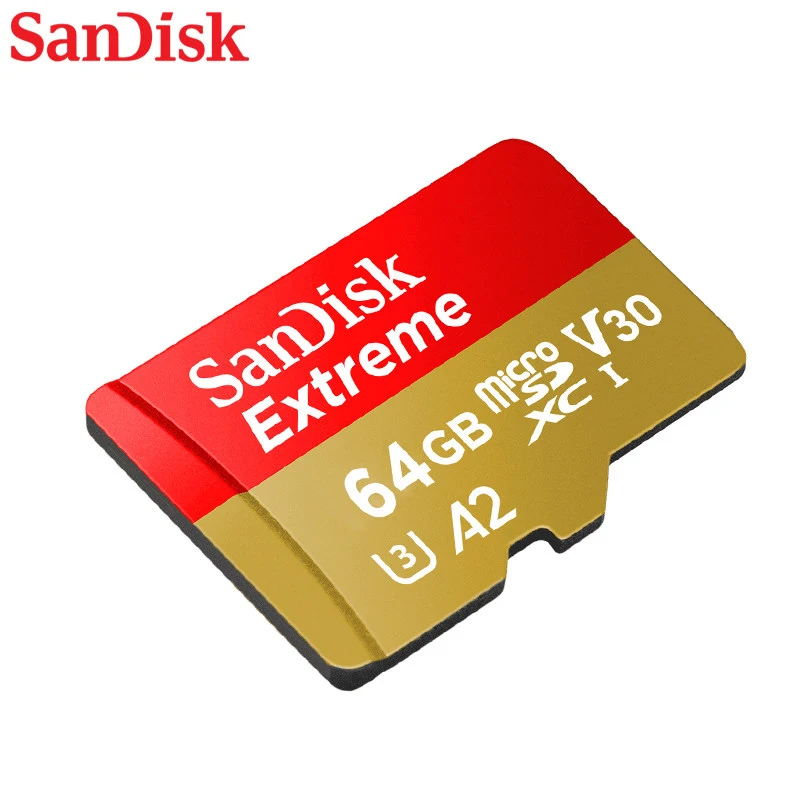 Sandisk Оригинальная карта памяти Extreme Micro SD A2 V30 U3 флэш 64 ГБ 32 TF 128 Гб Microsd Бесплатная