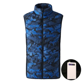 

3 Colors Men Electric Heating Vest Winter Thermal Warm Heated Camouflage Jacket Fishing Big Size L-5XL Waistcoat 2018 New