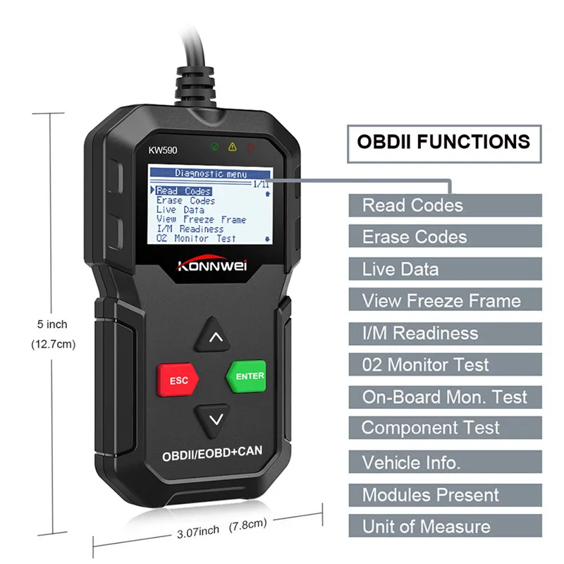 KONNWEI KW590 ODB2 Автомобильный сканер OBD2 OBD диагностический сканер на русском языке автомобильный считыватель кодов автоматический сканер лучше AD310 ELM327