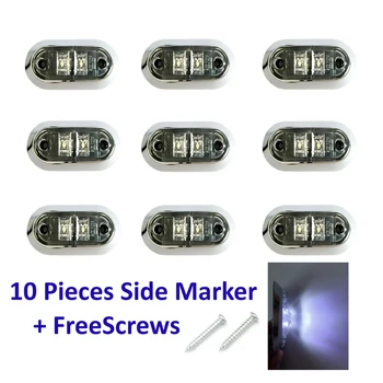 

Wide Range Voltage White Red Yellow Three Colors 10 PCS Electroplated Lampholders Oval Chrome Lamp Holder 10-30V Side Marker