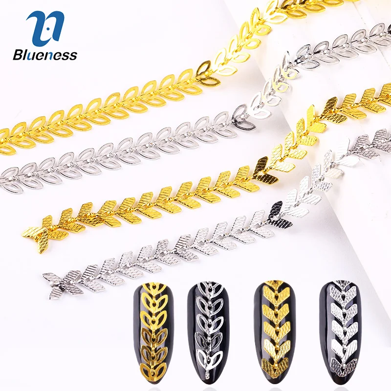 

Blueness 1Pcs Nail Art Decorations Gold Silver Metal Chain Studs Leaf Airplane Design Manicure Rhinestones For Nails Accessories