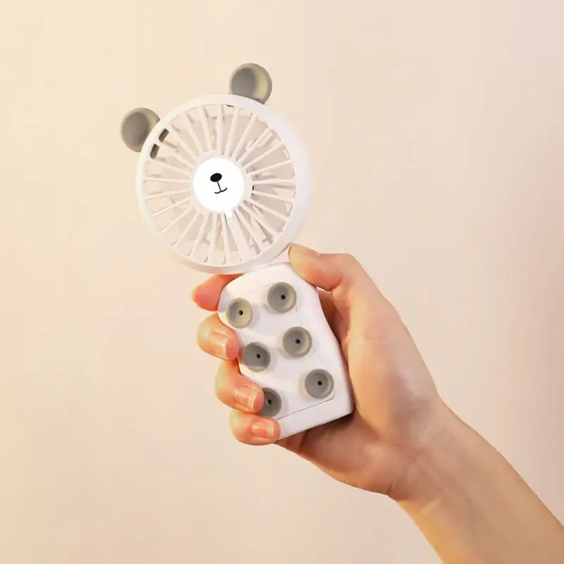 

3in1 Cartoon Shape Handheld USB Rechargeable Fan Cellphone Suction Cup Game Holder With LED Light Cooler Portable 2 Speed Adjust