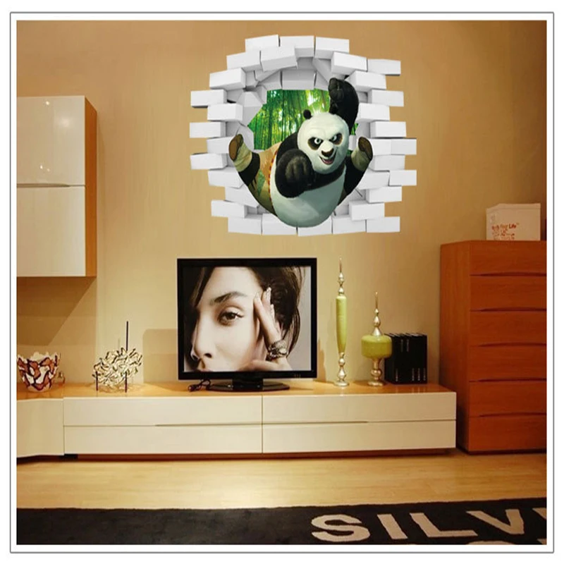 Cartoon Anime Panda 3D Wall Stickers Baby Bedroom PVC Adesivos Home Accessories TV Decor Pegatina Bear | Дом и сад