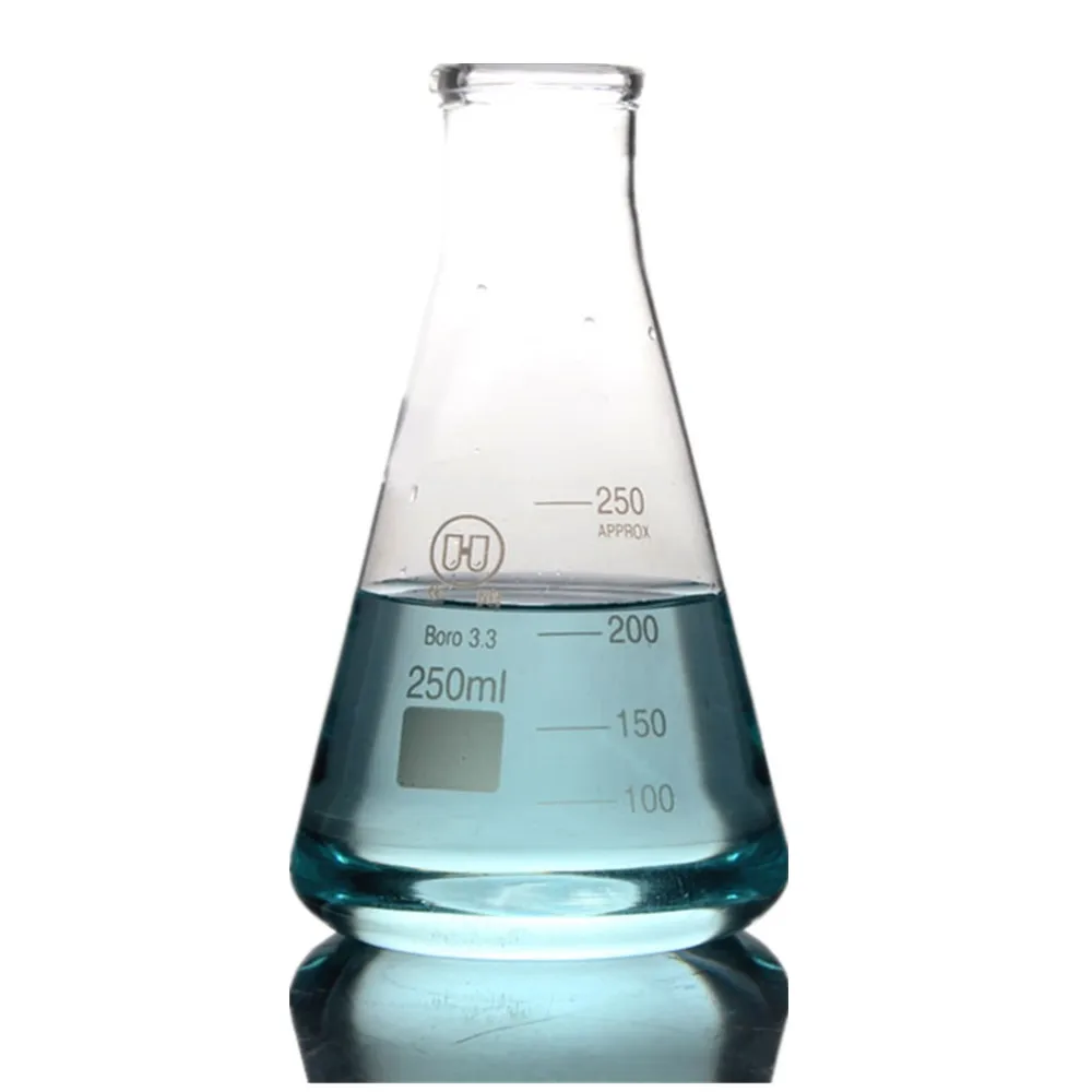 2 шт. 250 мл фляга Erlenmeyer лабораторное боросиликатное стекло коническая бутылка