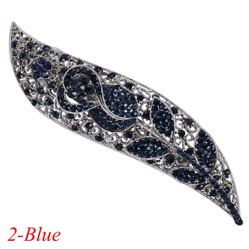 1PC Fashion Retro Vintage Women Girls Crystal Hair Clip Opal Leaf Resin Headwear Jewelry Elegant Barrettes Hair Accessories