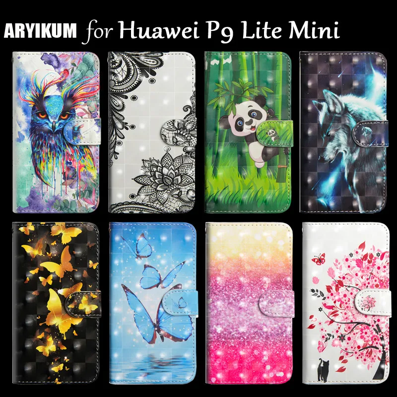 Чехол для Huawei P9 Lite Mini роскошный кожаный чехол кошелек с подставкой телефона P9Lite SLA
