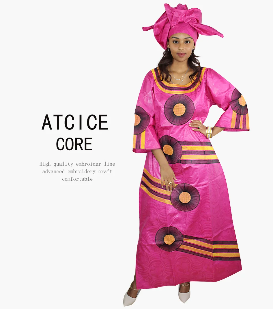 Африканские платья для женщин Модный традиционный дизайн хлопок африканский бассейн riche вышитый дизайн длинное dressLA088