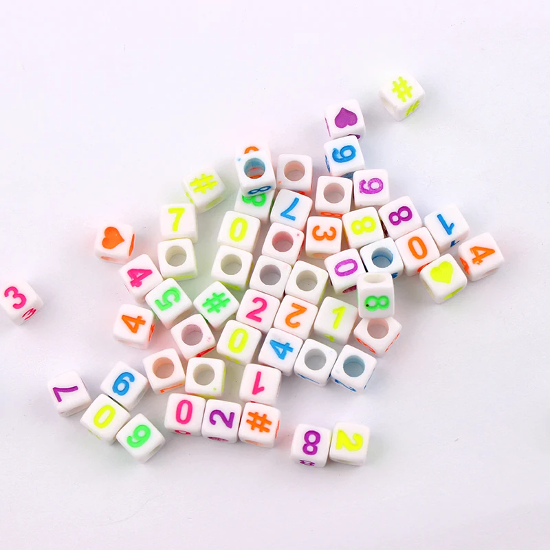 

New Children Handcraft Department Number Heart Square Spacer Resin Beads Cube DIY Bracelet Accessory jewelry Findings
