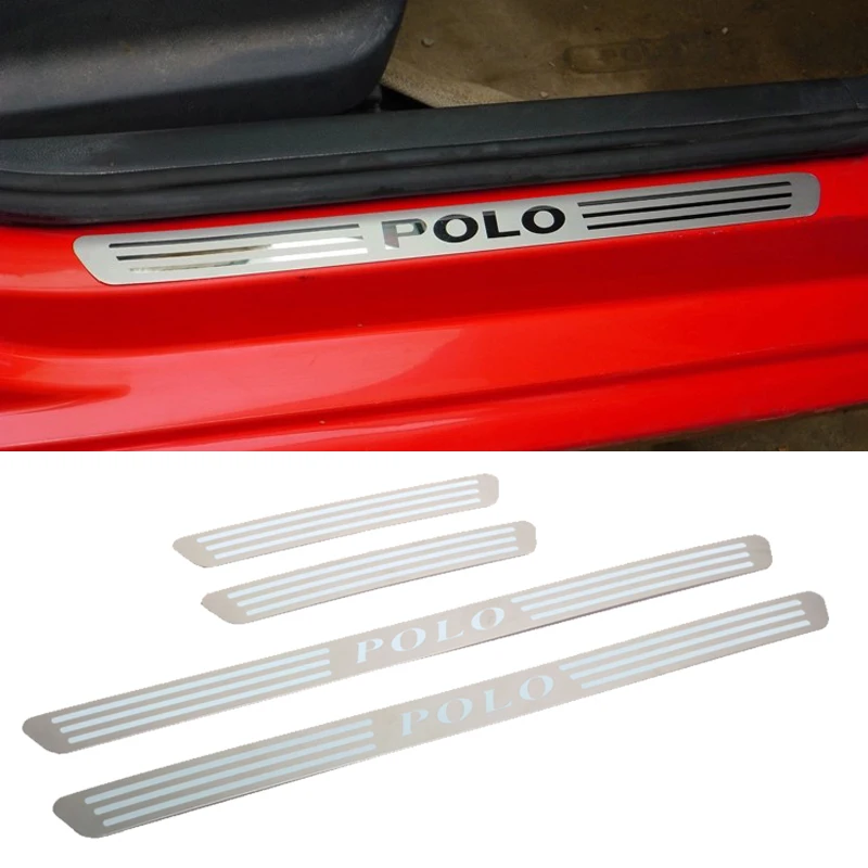 

High Quality Car Styling for 2009 2010 2011 2012 VW VOLKSWAGEN POLO DOOR SCUFF SILL PANEL STEP PLATES Car Accessories 4PCS