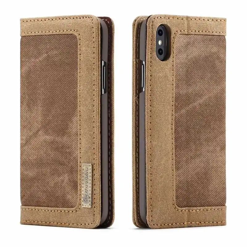 

canvas Leather Flip Case For coque iphone x/xs/xr/xs max/8plus/8/7p/7/6p/6/6s/5s/se Funda Etui Protective Phone shell Cover bags