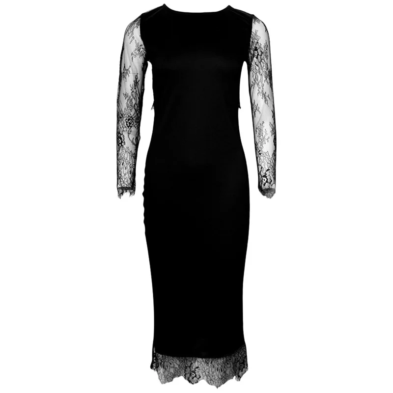 Элегантное женское платье Дамское кружевное вечернее с длинными кружевными