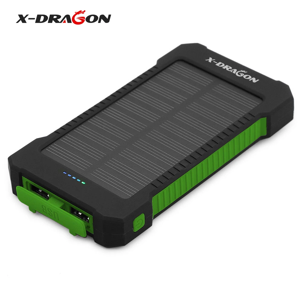 X DRAGON Power Bank 10000mAh Portable Solar Charger Waterproof Portable External Battery Pack