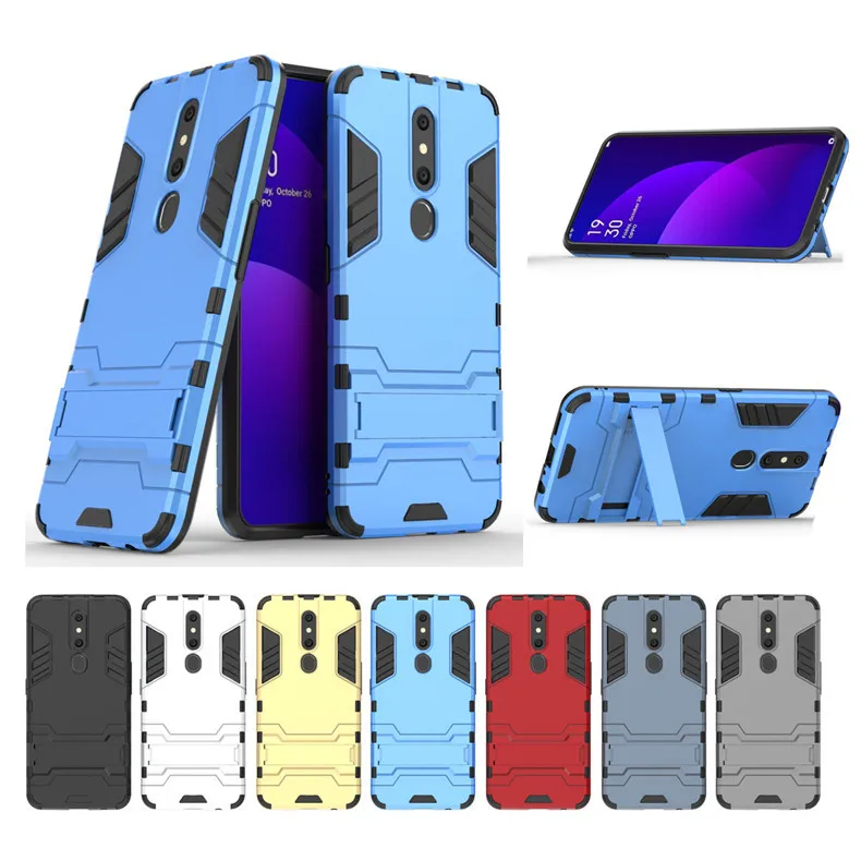 

For OPPO F11 Pro Iron Man Invisible Bracket Mobile Phone Case for F11 Pro All-inclusive Anti-fall Armor Protective Cover