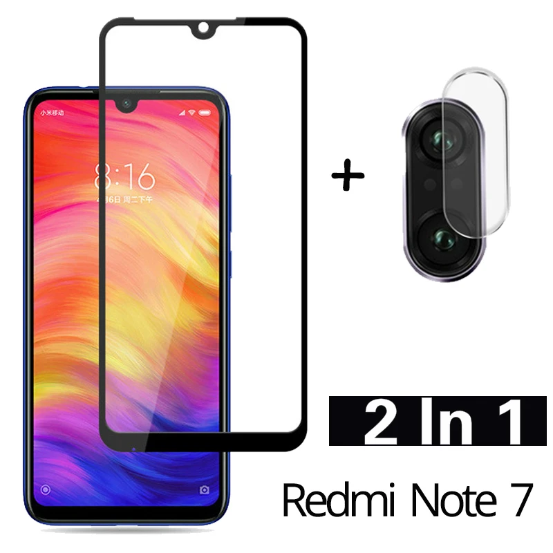 2-в-1 Камера Стекло Redmi Note 7 закаленное Экран Защитная крышка для Xiaomi Примечание Pro 7A