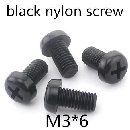 

100pcs/lot M3*6  M3 X 6  Philips round head  black nylon screw