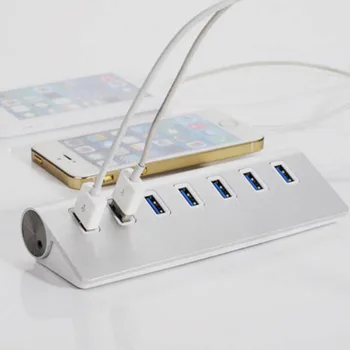 

7 port usb 3.0 hub aluminum usb splitter adapter super up to 5Gbs for computer usb hub