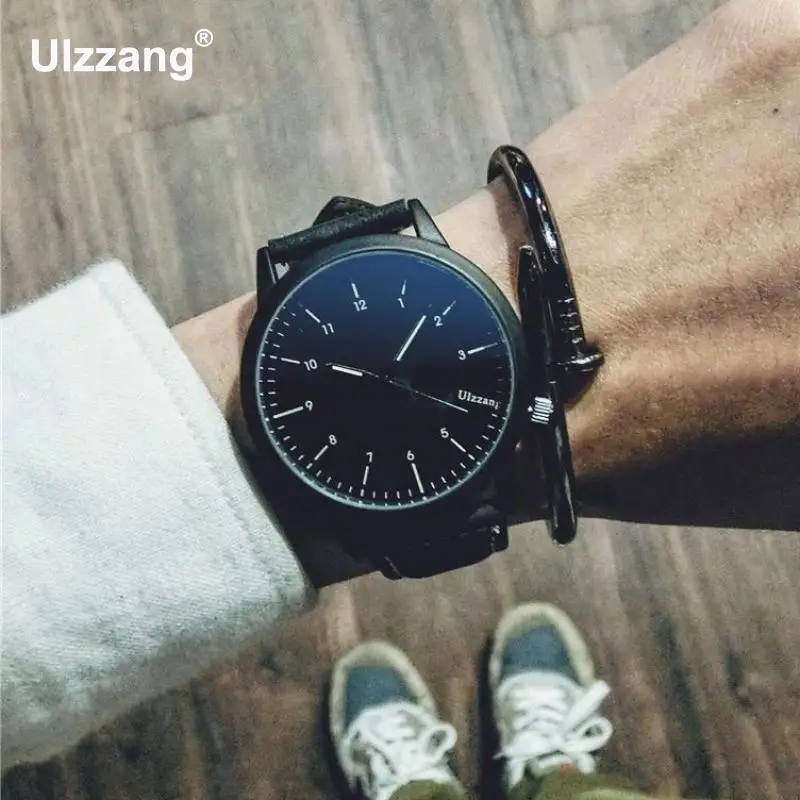

Original Ulzzang Brand Fashion Leather Classic Shockproof Quartz Wristwatches Wrist Watch for Men Women Boy Girl