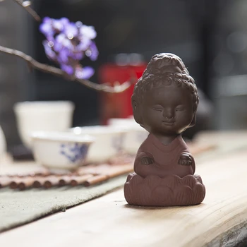 

Buddha Tea Pet Ornaments Chinese Kung Fu Tea Accessories Purple Clay Monk Decoration tea cup K012