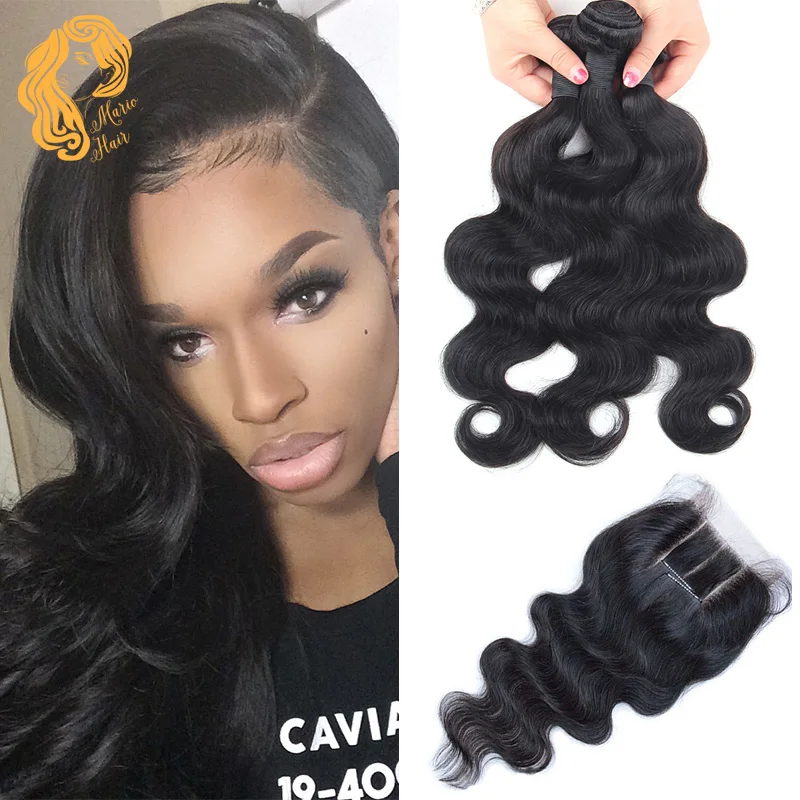 Spring Queen Hair Brazilian Virgin Hair With Closure Brazilian Body Wave Lace Closure With Hair Bundles Brazillian Virgin Hair