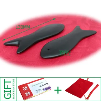 

Wholesale & Retail Traditional Massage Tool Fish Board Natural Black Bian-stone